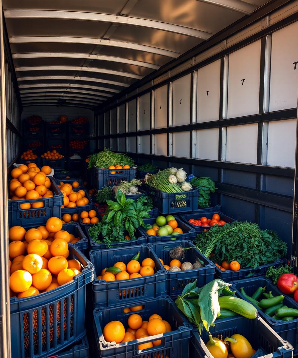 Fresh produce loaded in a refrigerated truck