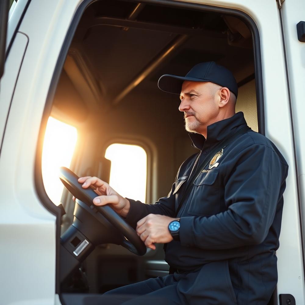 Professional driver preparing for a route