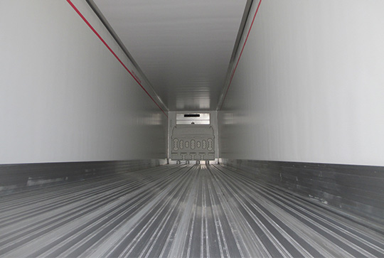 Inside a refrigerated trailer