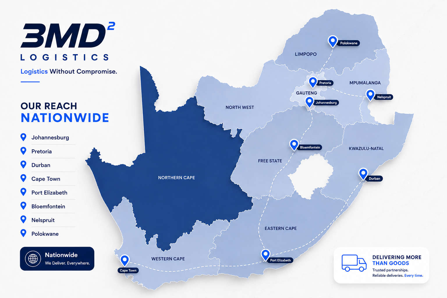 3MD² Logistics transport routes across South Africa